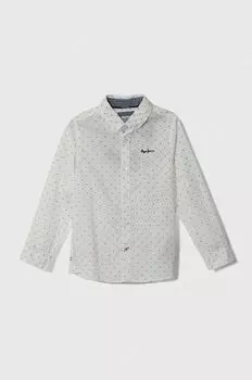 Детская хлопковая рубашка Pepe Jeans, белый