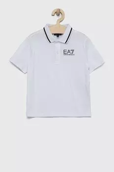 Детская хлопковая рубашка-поло EA7 Emporio Armani, белый