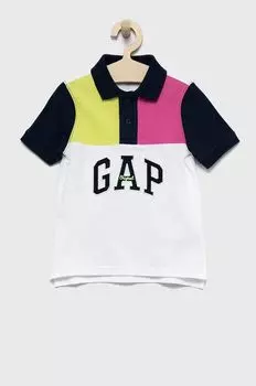 Детская хлопковая рубашка-поло GAP, белый