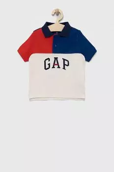 Детская хлопковая рубашка-поло GAP, серый