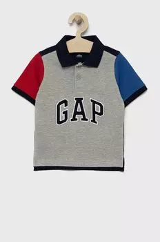 Детская хлопковая рубашка-поло GAP, серый
