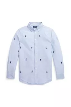 Детская хлопковая рубашка Polo Ralph Lauren, синий