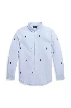 Детская хлопковая рубашка Polo Ralph Lauren, синий