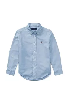 Детская хлопковая рубашка Polo Ralph Lauren, синий