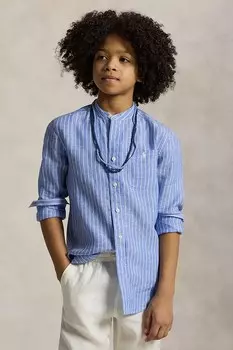 Детская хлопковая рубашка Polo Ralph Lauren, синий