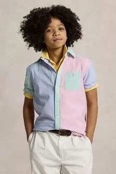 Детская хлопковая рубашка Polo Ralph Lauren, синий