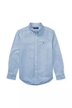 Детская хлопковая рубашка Polo Ralph Lauren, синий