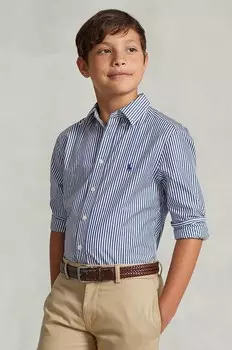 Детская хлопковая рубашка Polo Ralph Lauren, темно-синий
