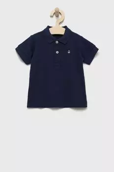 Детская хлопковая рубашка-поло United Colors of Benetton, темно-синий