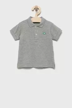 Детская хлопковая рубашка-поло United Colors of Benetton, серый