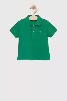 Детская хлопковая рубашка-поло United Colors of Benetton, зеленый