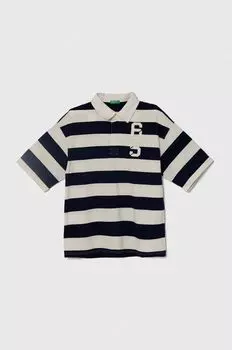 Детская хлопковая рубашка-поло United Colors of Benetton, темно-синий