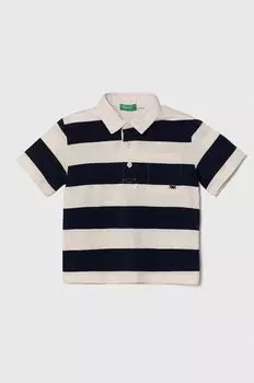 Детская хлопковая рубашка-поло United Colors of Benetton, темно-синий