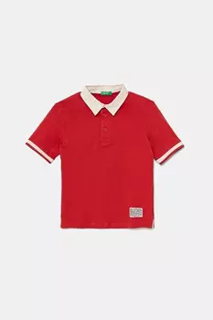 Детская хлопковая рубашка-поло United Colors Of Benetton, красный