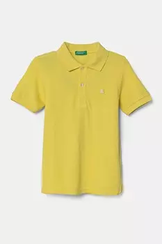 Детская хлопковая рубашка-поло United Colors Of Benetton, зеленый