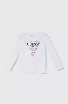 Детская хлопковая рубашка с длинным рукавом Guess, белый