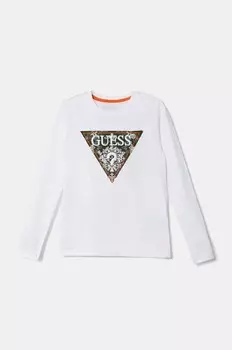 Детская хлопковая рубашка с длинным рукавом Guess, белый