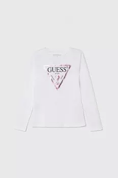 Детская хлопковая рубашка с длинным рукавом Guess, белый