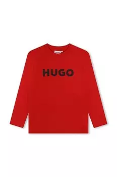 Детская хлопковая рубашка с длинным рукавом Hugo, красный