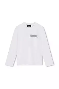 Детская хлопковая рубашка с длинным рукавом Karl Lagerfeld, белый