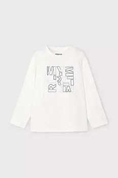 Детская хлопковая рубашка с длинным рукавом Mayoral, бежевый