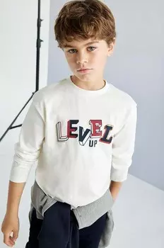 Детская хлопковая рубашка с длинным рукавом Mayoral, бежевый