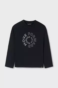 Детская хлопковая рубашка с длинным рукавом Mayoral, черный