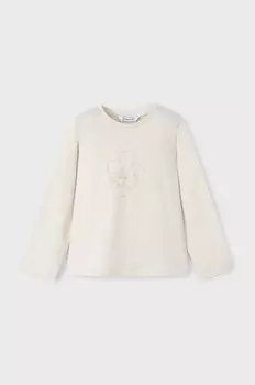 Детская хлопковая рубашка с длинным рукавом Mayoral, бежевый