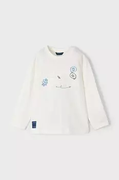 Детская хлопковая рубашка с длинным рукавом Mayoral, бежевый