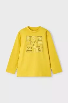 Детская хлопковая рубашка с длинным рукавом Mayoral, желтый