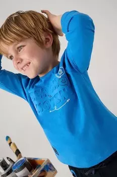 Детская хлопковая рубашка с длинным рукавом Mayoral, синий