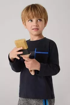 Детская хлопковая рубашка с длинным рукавом Mayoral, темно-синий