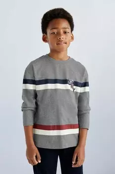 Детская хлопковая рубашка с длинным рукавом Mayoral, серый