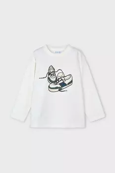 Детская хлопковая рубашка с длинным рукавом Mayoral, бежевый