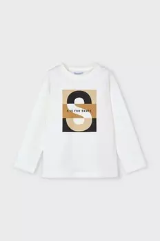 Детская хлопковая рубашка с длинным рукавом Mayoral, бежевый