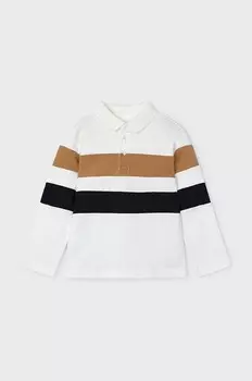 Детская хлопковая рубашка с длинным рукавом Mayoral, бежевый