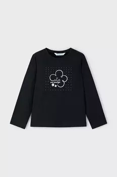 Детская хлопковая рубашка с длинным рукавом Mayoral, черный