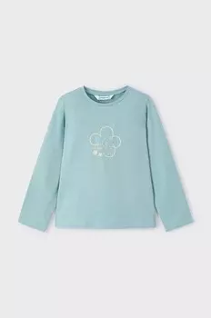 Детская хлопковая рубашка с длинным рукавом Mayoral, бирюзовый