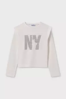 Детская хлопковая рубашка с длинным рукавом Mayoral, белый