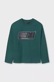 Детская хлопковая рубашка с длинным рукавом Mayoral, бирюзовый