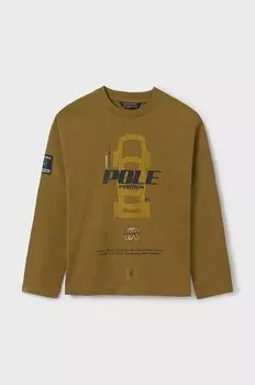 Детская хлопковая рубашка с длинным рукавом Mayoral, бежевый