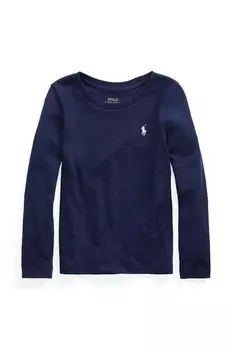 Детская хлопковая рубашка с длинным рукавом Polo Ralph Lauren, темно-синий