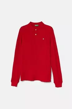Детская хлопковая рубашка с длинным рукавом United Colors of Benetton, красный