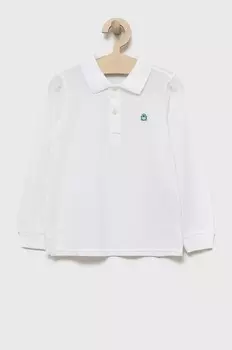 Детская хлопковая рубашка с длинным рукавом United Colors of Benetton, белый