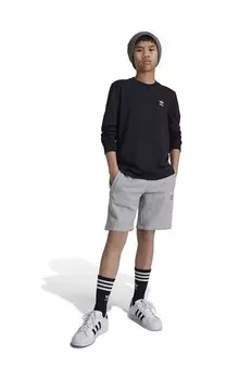 Детская хлопковая рубашка с длинными рукавами LONG SLEEVE adidas Originals, черный