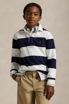 Детская хлопковая рубашка с длинными рукавами Polo Ralph Lauren, темно-синий