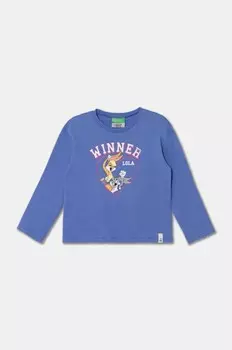 Детская хлопковая рубашка с длинными рукавами x Looney Tunes United Colors of Benetton, фиолетовый