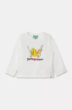 Детская хлопковая рубашка с длинными рукавами x Looney Tunes United Colors of Benetton, белый