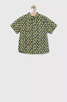 Детская хлопковая рубашка United Colors of Benetton, темно-синий