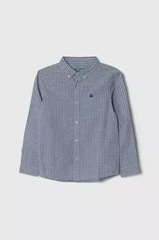 Детская хлопковая рубашка United Colors of Benetton, синий